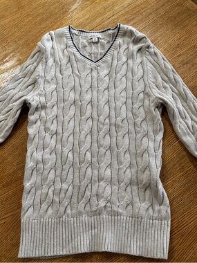 Merona Light Gray Cable-Knit V-Neck Sweater